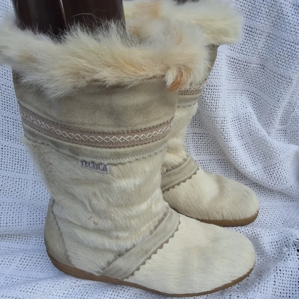 Tecnica vintage after ski calf/ goathair snow boots 6